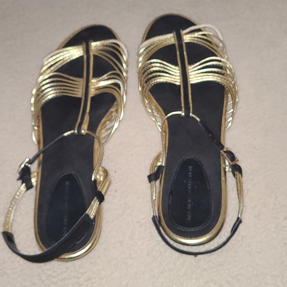 Zara Black Gold Sandals Size 40 9 EUC
